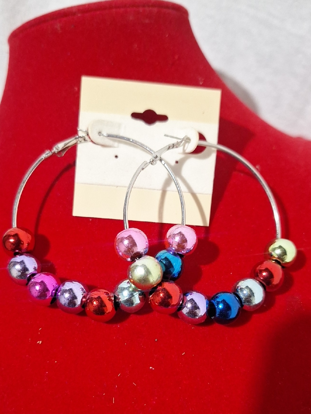 Unbranded Multicolor Beaded Hoop Earrings